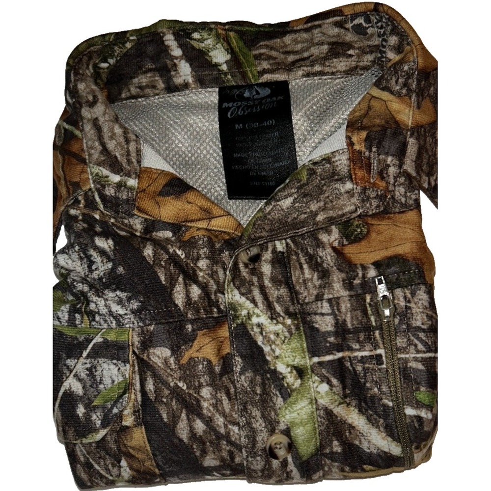 Mossy Oak Obsession Camo Long Sleeve Button Down Shirt‎ Medium Camouflage Green